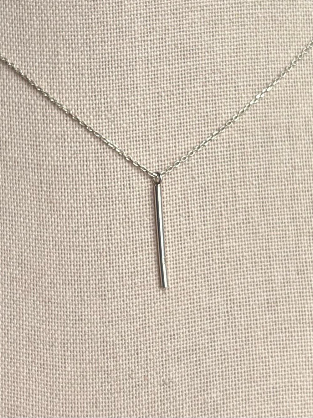 S925 Sterling Silver Vertical Bar Pendant Necklace Minimalist Dainty Drop Choker